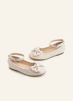 front Bow Ankle Strap Girl's Flat Shoes
