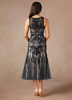 Azazie Herrin Mother of the Bride Dresses Black Champagne Mermaid Lace Dress image3