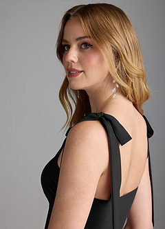 Azazie Lizet Bridesmaid Dresses Black A-Line Sweetheart Neckline Chiffon Dress image6