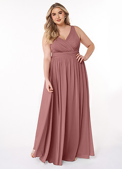 Azazie Kora Bridesmaid Dresses Desert Rose A-Line Pleated Chiffon Dress image7