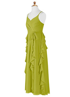 Azazie Peyton Junior Lemongrass A-Line V-Neck Cascading Ruffles Chiffon Dress image6