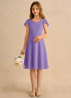 Azazie Narin Girls Formal Flower Girl Klänningar Klänning A-Line i Chiffong med ärmar image3