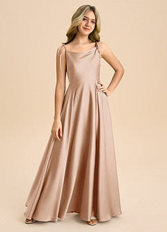 Azazie Popsy Junior Abito A-Line in Raso Elasticizzato Fiocco Rosa Inglese image8