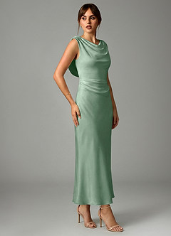 Azazie Kieryn Robes de demoiselle d'honneur Robe Sirène en Satin extensible Plissée Agave image4