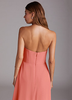 Azazie Wren Bridesmaid Dresses Salmon Pink A-Line Side Slit Chiffon Convertible Dress image7