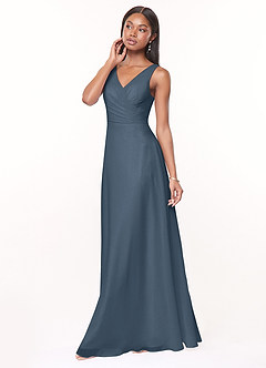 Azazie Nala Bridesmaid Dresses Neptune A-Line Pleated Chiffon Dress image3
