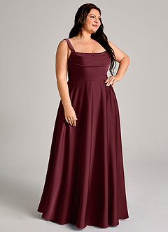 Azazie Shaude Robes de demoiselle d'honneur Robe Trapèze en Satin extensible Plissée Cabernet image10