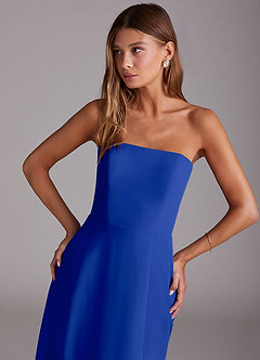 Azazie Wren Bridesmaid Dresses Royal Blue A-Line Side Slit Chiffon Convertible Dress image5