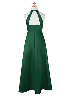 Azazie Laurel Junior Robe Trapèze en Mat Satiné Vert Foncé image7