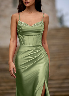 Glow Pistachio Silk-like Satin Prom Dress image3