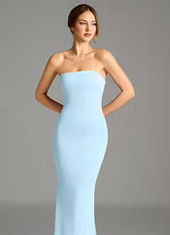 Azazie Shaniya Bridesmaid Dresses Sky Blue Mermaid Strapless Premium Stretch Jersey Dress image4