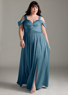 Azazie Lianne Jurken voor bruidsmeisjes Jurk van Stretch Satijn met A-Lijn Off the Shoulder Bermuda image9