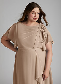 Azazie Aaliyah vestidos de dama de honor modestos Vestido de Corte En A Plisado Scoop Hasta el suelo Gasa image11