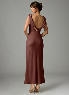 Azazie Kieryn Robes de demoiselle d'honneur Robe Sirène en Satin extensible Plissée Expresso image5