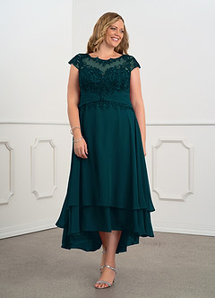 Azazie Shonda Abiti per la Madre della Sposa Abito in Chiffon Pizzo Pino image8
