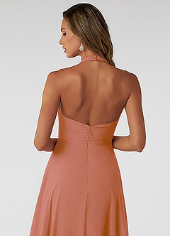 Azazie Tessie Bridesmaid Dresses MAI TAI A-Line V-Neck Pleated Chiffon Dress image4