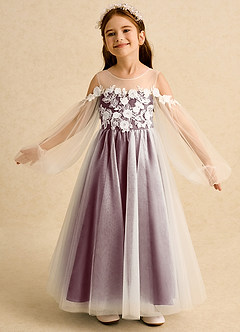 Azazie Zimi Flower Girl Dresses Cabernet Ball-Gown Sweetheart Neckline Tulle Dress image4
