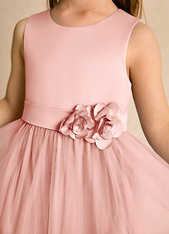 Azazie Miracle Flower Girl Dresses Rosette A-Line Bow Matte Satin Dress image6