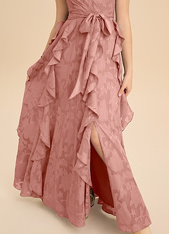 Azazie Peyton Junior Vestido de Rosetón de Devorado Floral de Corte en A con Plisado image8