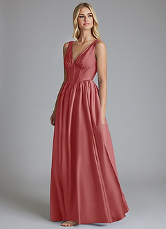 Azazie Delmie Brudtärnklänningar Klä av A-Linje i Stretch Satin Korsett Antik Ros image4