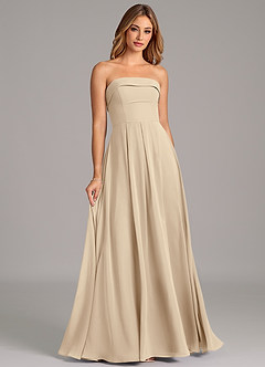 Azazie Lucienne Jurken voor bruidsmeisjes Converteerbaar Jurk van Chiffon met A-Lijn Strapless Champagne image3