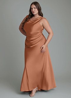 Azazie Kieryn Bridesmaid Dresses Bronzer Mermaid Pleated Stretch Satin Dress image11