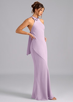 Azazie Velli Bridesmaid Dresses Frosted Lilac Mermaid Bow Chiffon Dress image4