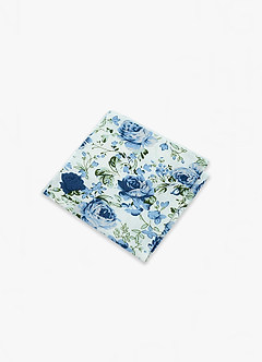 front Blue Rose Floral Pocket Square