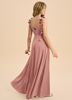 Azazie Gumdrop Junior Rosette Empire Pleated Stretch Satin Dress image1