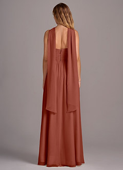 Azazie Joni Robes de demoiselle d'honneur Robe Trapèze Convertible en Mousseline de soie Sans bretelle Auburn image7