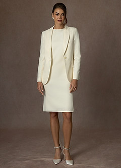 front Charlotte Ivory Refined Weave Dress