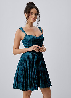 Jade Navy Black Floral Pleated Lace-Up Mini Dress image7
