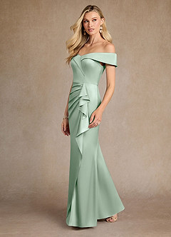 Azazie Laredo Mère de la mariée Robes Robe Sirène en Satin extensible Épaule décolletée Agave image5