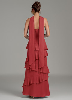 Azazie Imani Bridesmaid Dresses Rust A-Line Ruched Chiffon Dress image4