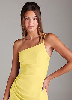 Azazie Eren Bridesmaid Dresses Canary Mermaid One Shoulder Chiffon Dress image6