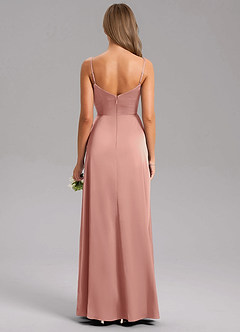 Azazie Azuree Robes de demoiselle d'honneur Robe Trapèze en Satin extensible Plissée Rosette image2
