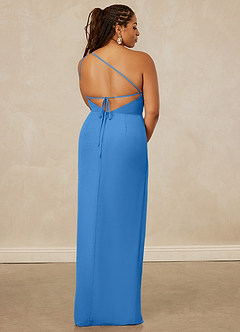 Christian Siriano Bridal for Azazie 1003 Bridesmaid Dresses Blue Jay Sheath One Shoulder Chiffon Dress image15