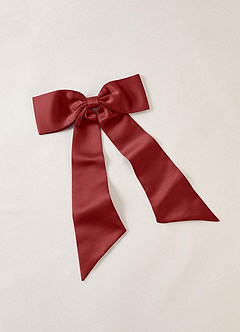 front Matching Color Satin Bow Hair Clip Set 2Pc