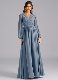 Azazie Palerma Bridesmaid Dresses Twilight A-Line Long Sleeve Chiffon Dress image1
