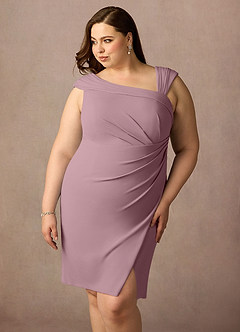 Azazie Cecily Mother of the Bride Dresses Dusty Rose Sheath Stretch Crepe Dress image11