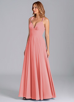 Azazie Darana Bridesmaid Dresses Coral A-Line Corset Chiffon Dress image4