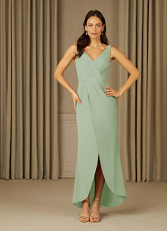 Azazie Yabelle Mother of the Bride Dresses Dusty Sage Mermaid Lace Chiffon Dress image3