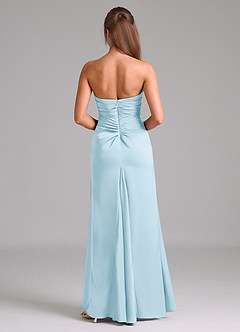 Azazie Lucille Robes de demoiselle d'honneur Robe Sirène Convertible en Satin extensible Sans bretelle Bleu Ciel image2