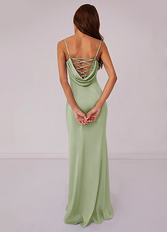 Barbie ♥ Azazie Bridesmaid Dresses Dusty Sage Mermaid Corset Stretch Satin Dress image2