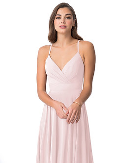 Azazie Avelina Bridesmaid Dresses A-Line V-Neck Pleated Chiffon Floor-Length Dress image5