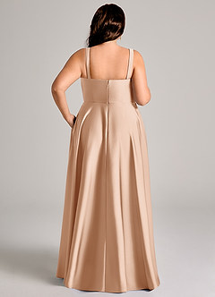 Azazie Shaude Bridesmaid Dresses English Rose A-Line Pleated Stretch Satin Dress image6