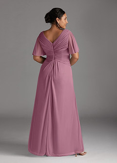 Azazie Emmeline Mother of the Bride Dresses Vintage Mauve A-Line V-Neck Pleated Mesh Dress image8