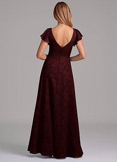 Azazie Omari Bridesmaid Dresses Cabernet A-Line Pleated Floral Burnout Dress image7