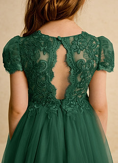 Azazie Puff Blumenmädchenkleider Ballkleid Spitze Tüll Kleid Dunkelgrün image8