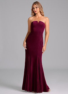 Azazie Yinnie Bridesmaid Dresses Cabernet Mermaid Strapless Velvet Convertible Dress image1